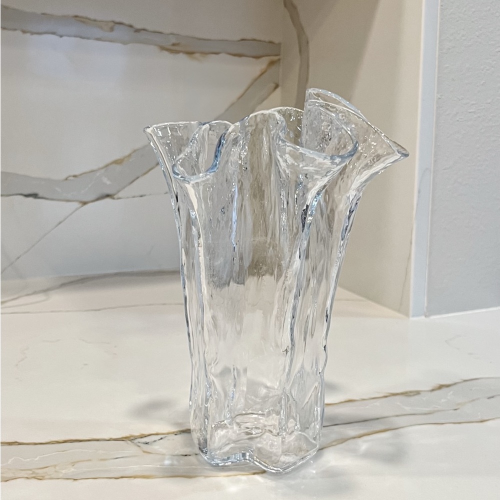 Crate and Barrel Muurla Finland Eva Ruffled Glass Vase